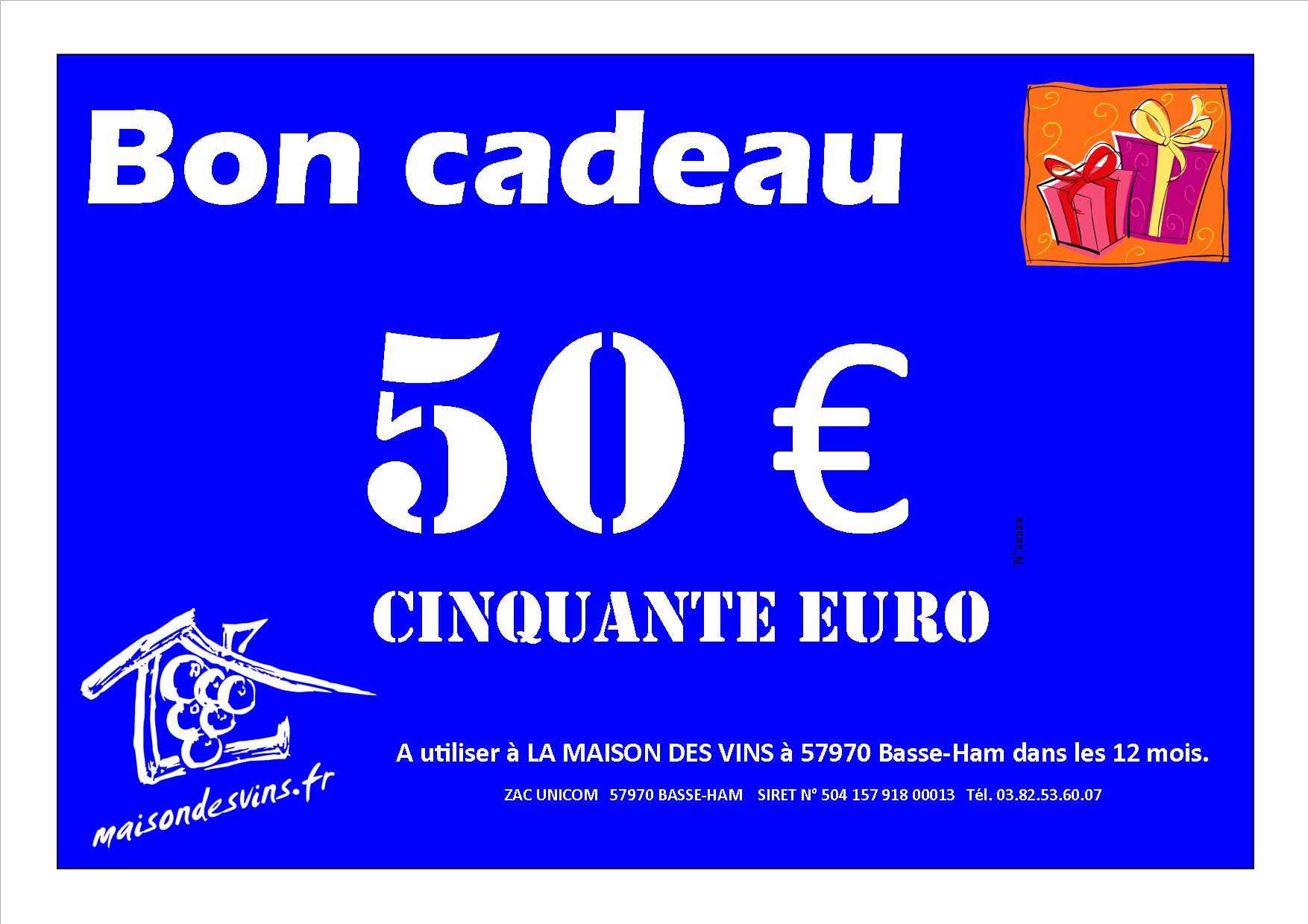 BON CADEAU 50 EUROS